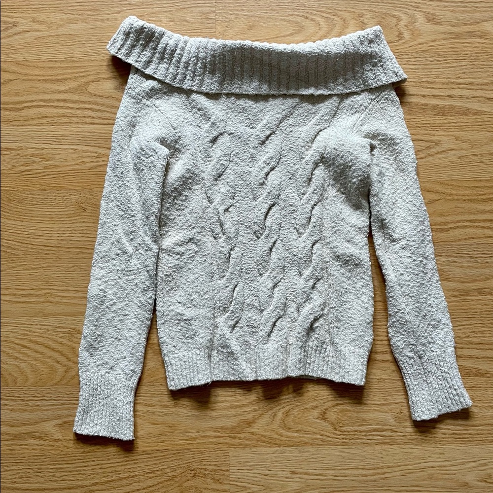 Free People off-shoulder cotton cable knit sweater